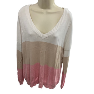 Colorblock Sweater V‎ Neck Women’s Size 2X